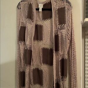 Chico’s Suede and Crocheted Duster